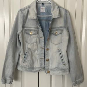 - J Crew Light wash Jean Jacket Gold Buttons